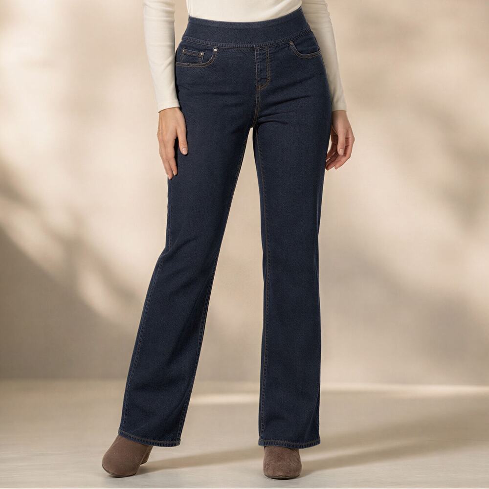 JAG Jeans Dark Wash Pull On Straight Leg Pants Women 16 Long Stretch Slim Fit
